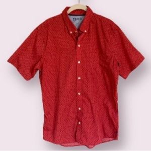 Men’s IZOD Red Button Down Shirt Anchor Print Size L